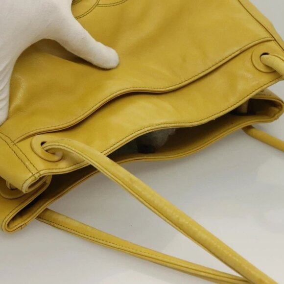 CHANEL COCO Mark Shoulder Bag Lamb Skin Yellow CC Auth BA4184 - Picture 7 of 16